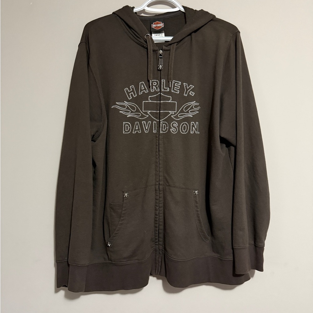 Harley-Davidson Dark Brown Zip-Up Hoodie
